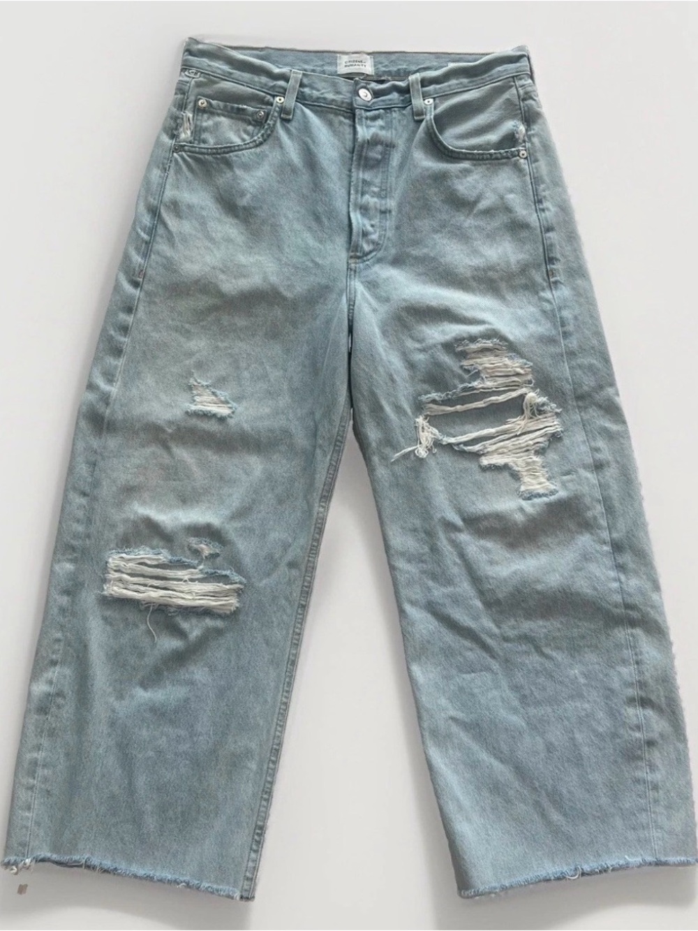 Citizens of Humanity Premium Vintage Jeans Size 28 Distressed Wide Leg Raw Hem